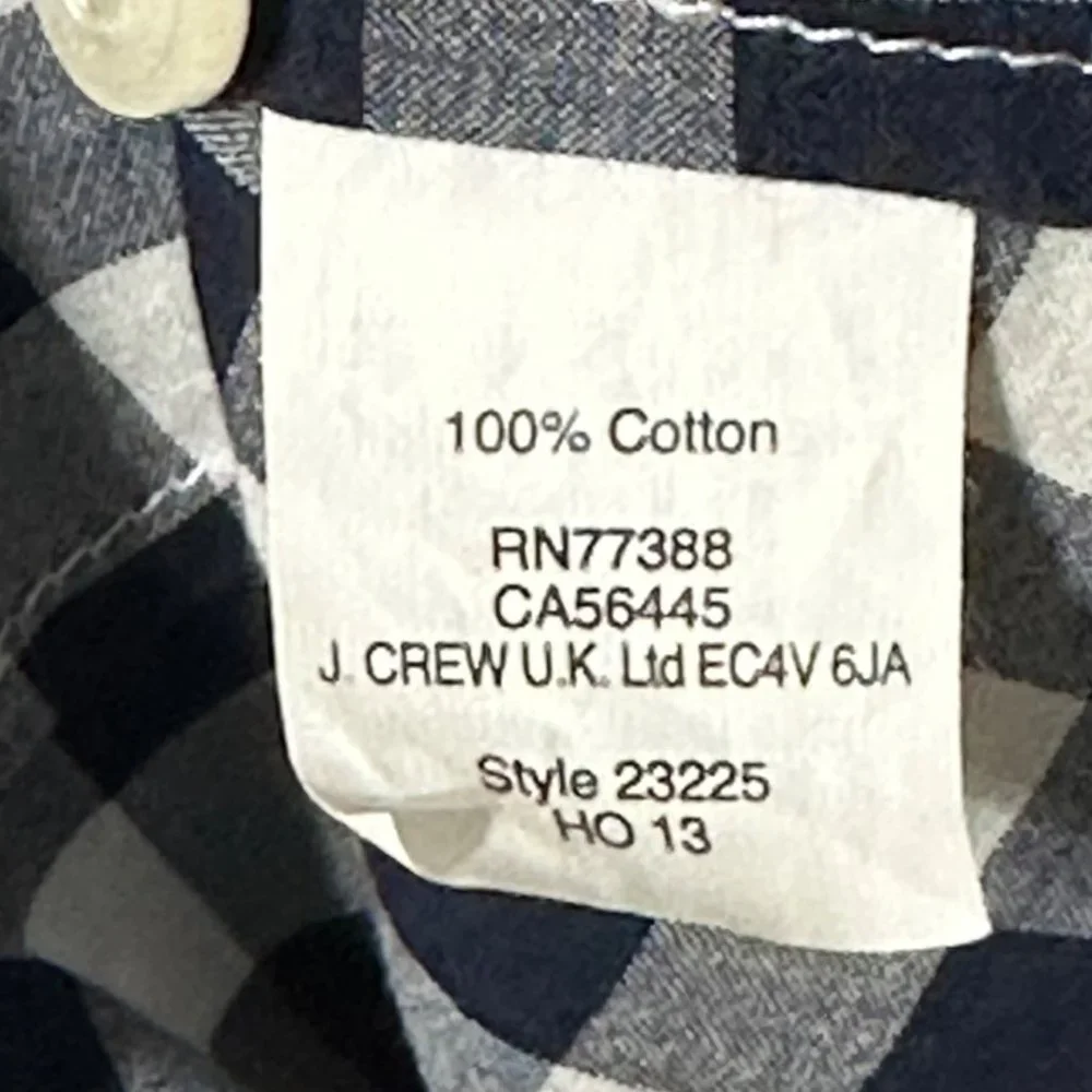 J. Crew women’s size M navy blue check cotton long sleeve button front shirt top - Picture 5 of 7